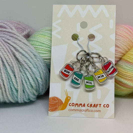 Knitting Stitch Markers - Soda Beer Helpful BOR Trendy Fun