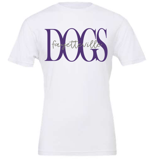 Fayetteville Bulldogs Bold Script Tee (White/Purple)