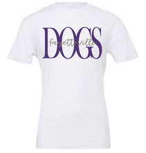 Load image into Gallery viewer, Fayetteville Bulldogs Bold Script Tee (White/Purple)