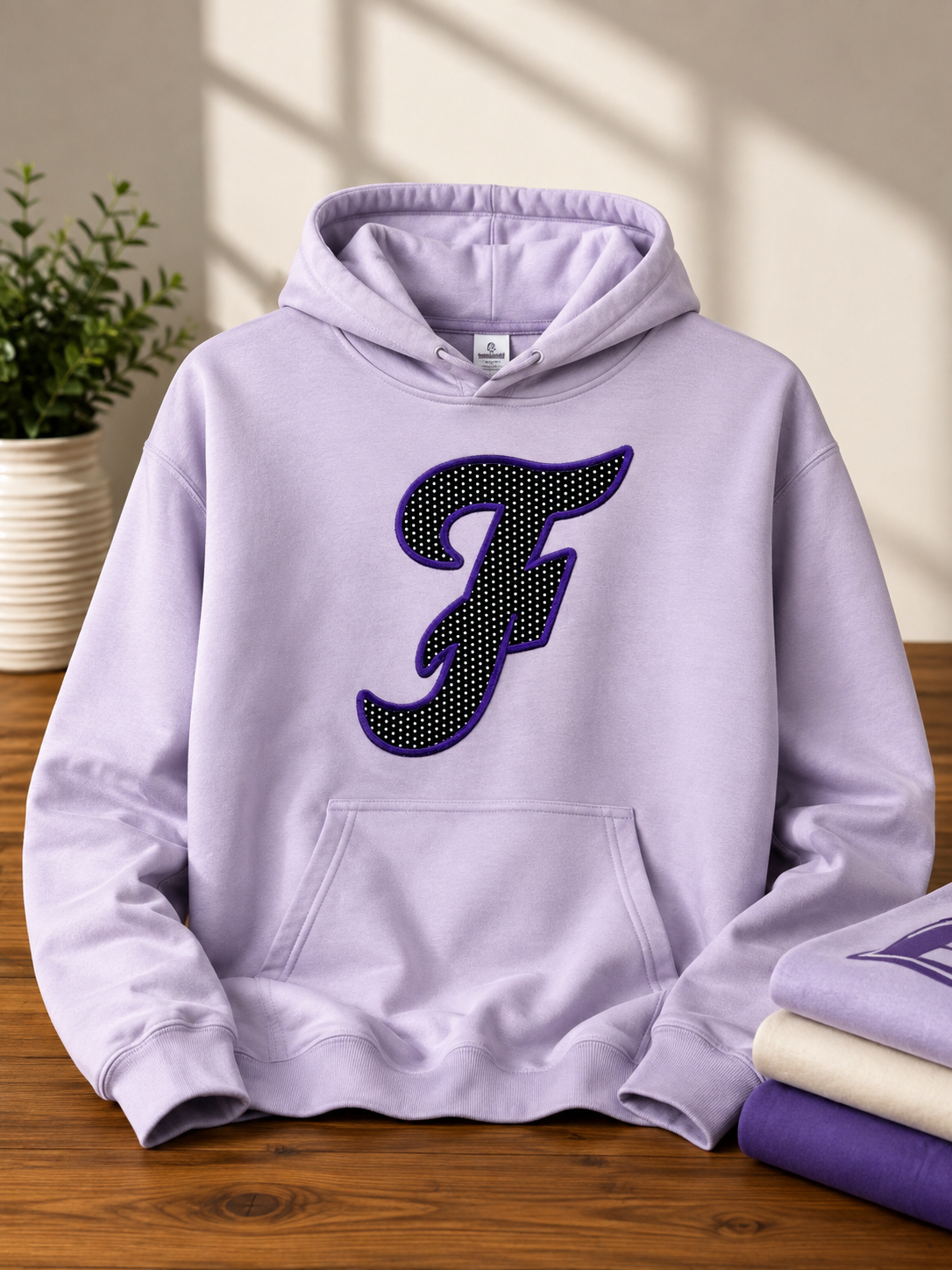 Fayetteville Bulldogs Lilac Polka Dot Appliqué Hoodie