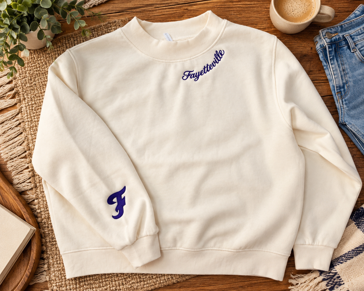 Fayetteville Embroidered Mock Neck Sweatshirt