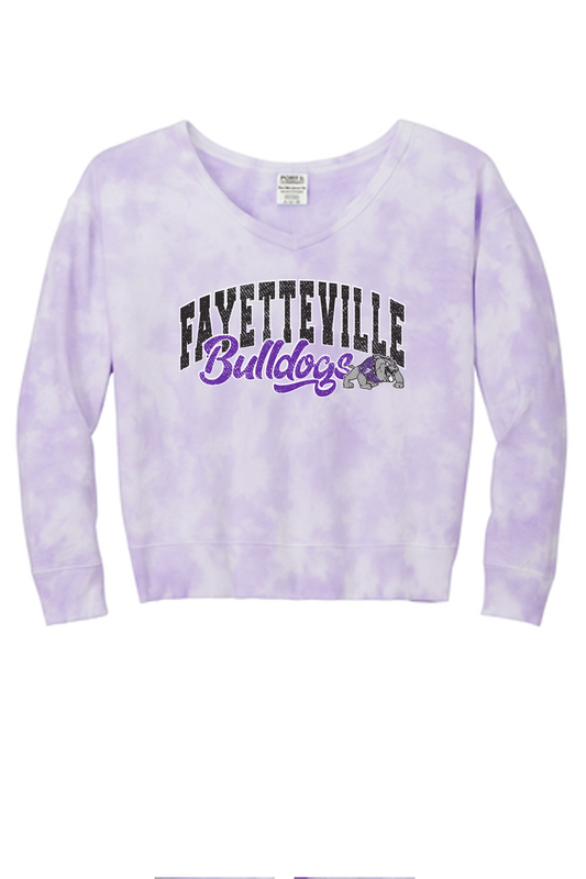 FAYETTEVILLE BULLDOGS _ Ladies Beach Wash® Cloud Tie-Dye Fleece Sweatshirt and Sweatpant