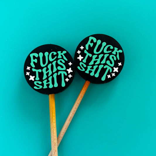 Knitting Needle Point Protectors - Fuck this Shit Blue