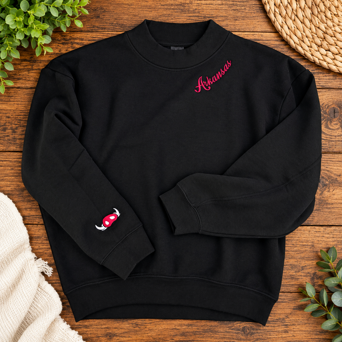 Arkansas Embroidered Sweatshirt – Black & Camo