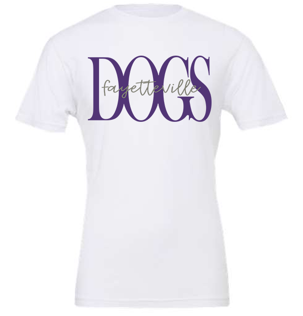 Fayetteville Bulldogs Bold Script Tee (White/Purple)
