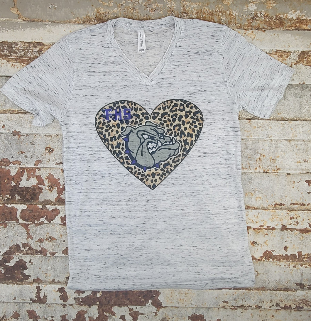 Fayetteville Bulldogs leopard heart