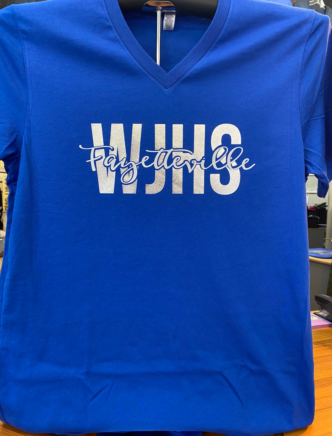 WJHS Fayetteville Foil V-Neck tee