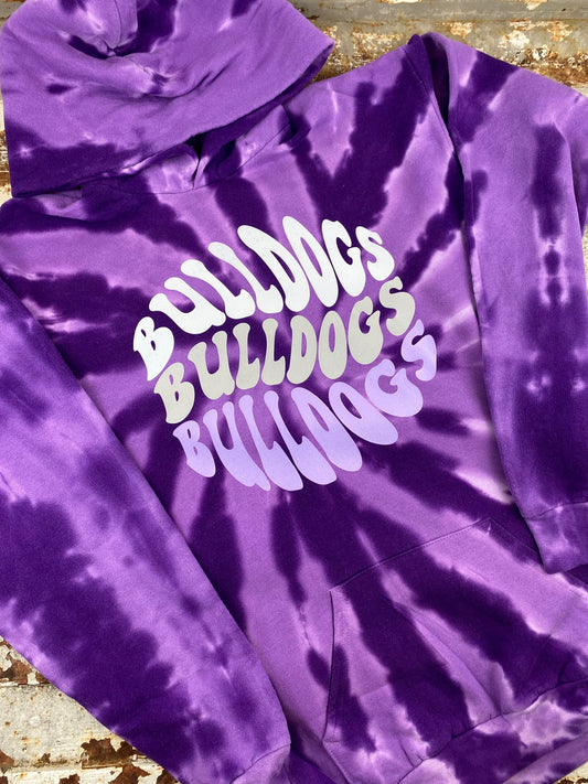 YOUTH Groovy Bulldogs Tie Dye Hoodie