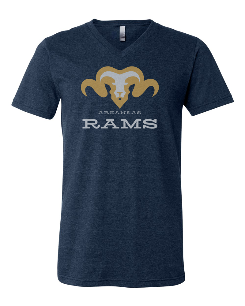 Rams V-neck Heather Navy short sleeve tee