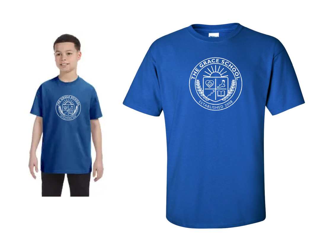 TGS Crew Neck short sleeve tee - Royal Blue - printed left chest in white ink
