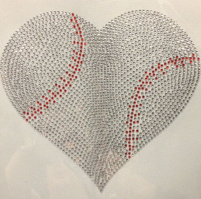 Baseball Heart Rhinestone