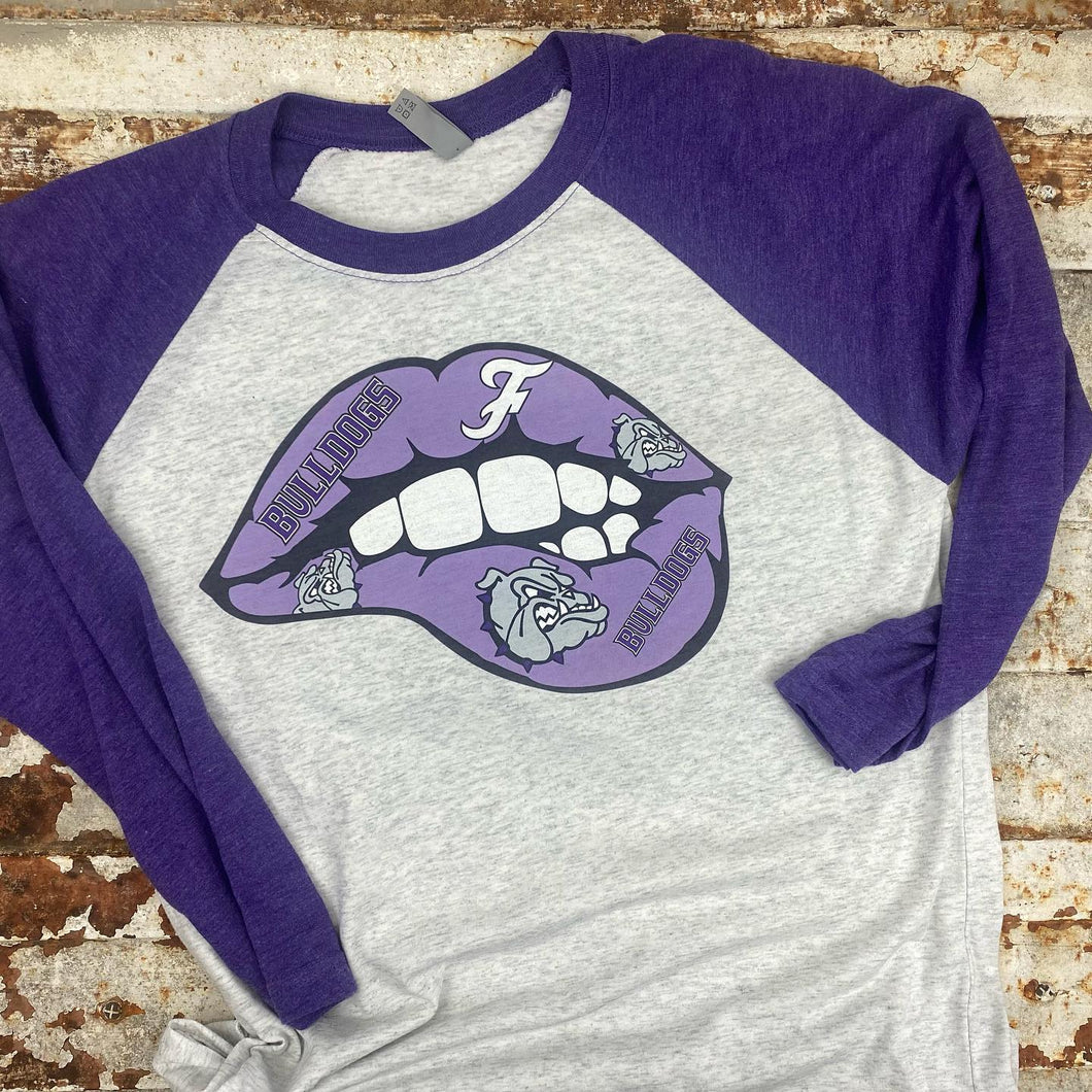 FHS Biting Lips Baseball Tee